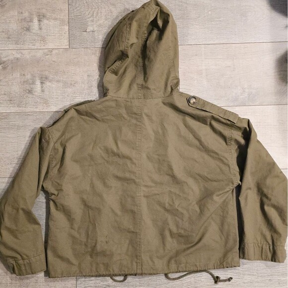 Forever 21 khaki utility hooded jacket S NWOT - Picture 2 of 8